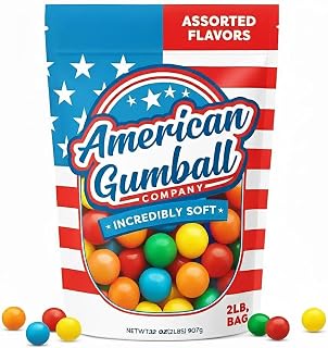 American Gumball Company Refill Gumballs 2 Pound Bag - .62 inch Small Gumballs for 1/2" Gumball Machine, Assorted Flavors