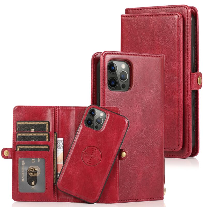 Étui iPhone 17 Pro Max rouge aimanté pour protéger écran et cartes