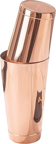 Restaurantware Bar Lux Boston Shaker de 24 onzas, 1 coctelera chapada en cobre, parte inferior con peso sin fugas, mezclador de bebidas Martini de