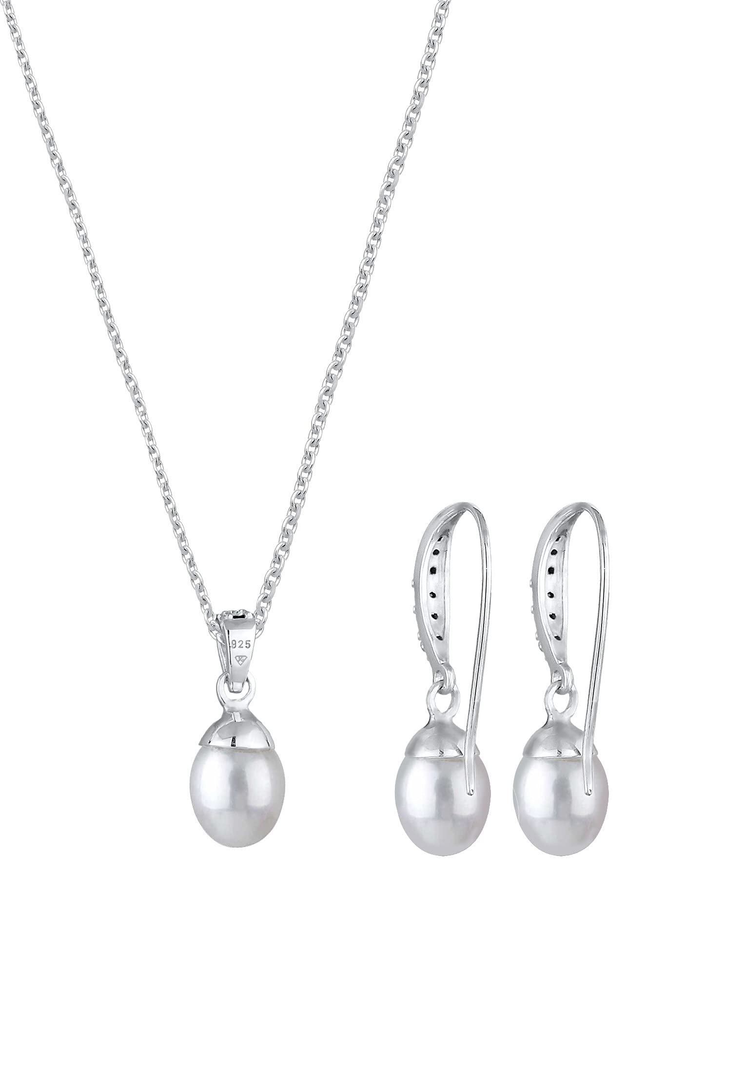 Elli Schmuckset Damen Süßwasserzuchtperle und Kristalle