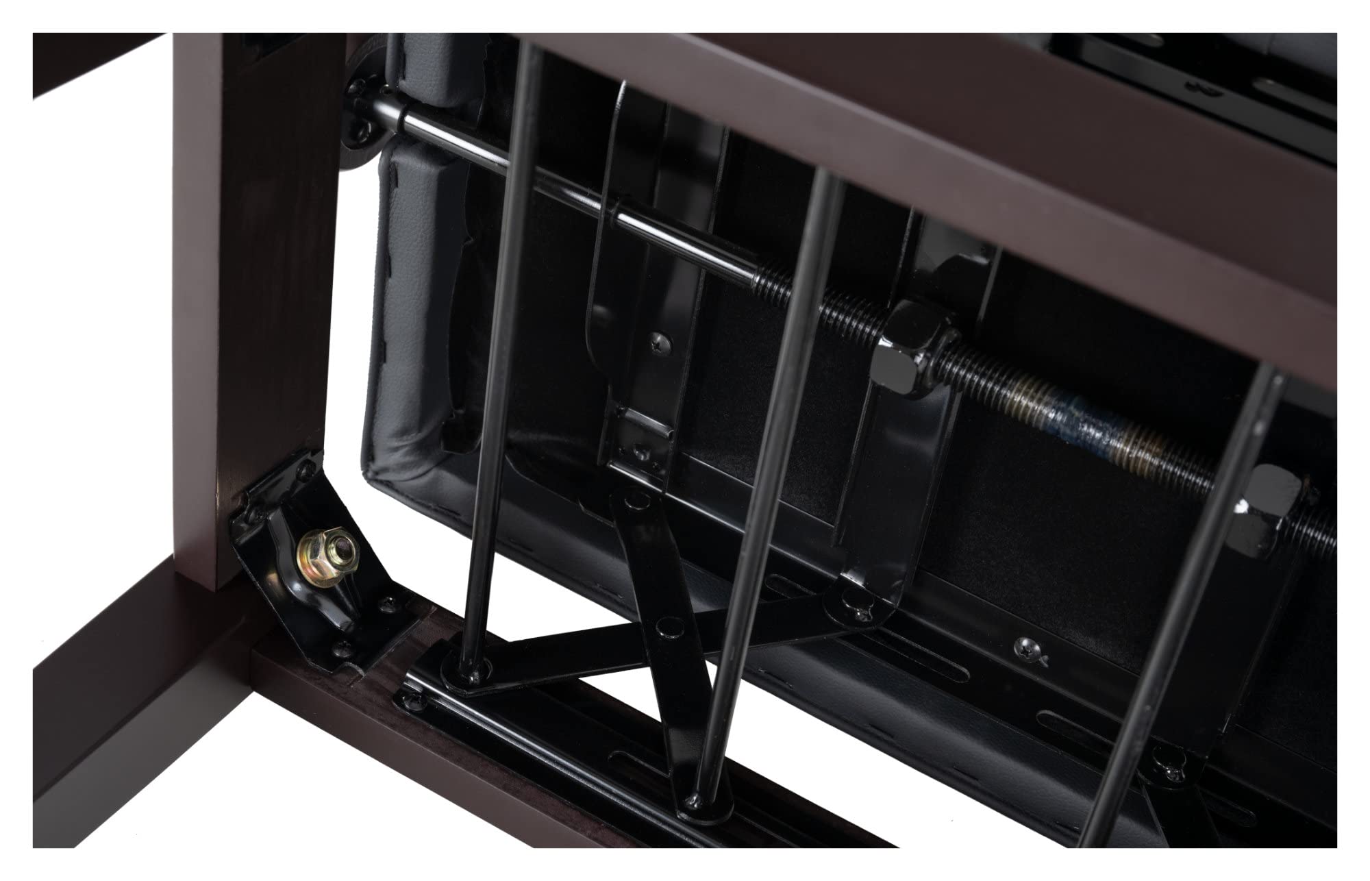Classic Cantabile Pianobank Modell D - Hochwertige Pianobank - Schwarzes Polster aus Kunstleder mit Kapitonierung - Höhenverstellbar von 47,5-55,5 cm - 4-fache Kreuz-Mechanik - Rosenholz Matt