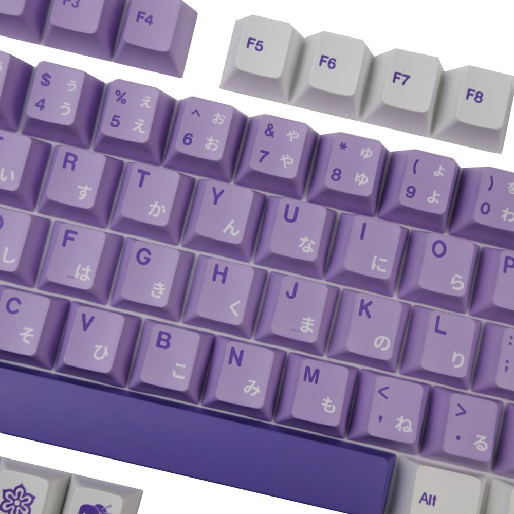 Wisteria Keycap PBT 140 Keys Cherry Profile DYE Sublimation Japanese ANSI Layout with ISO Enter for Gateron Outemu Cherry Mx Switches Mechanical Keyboard