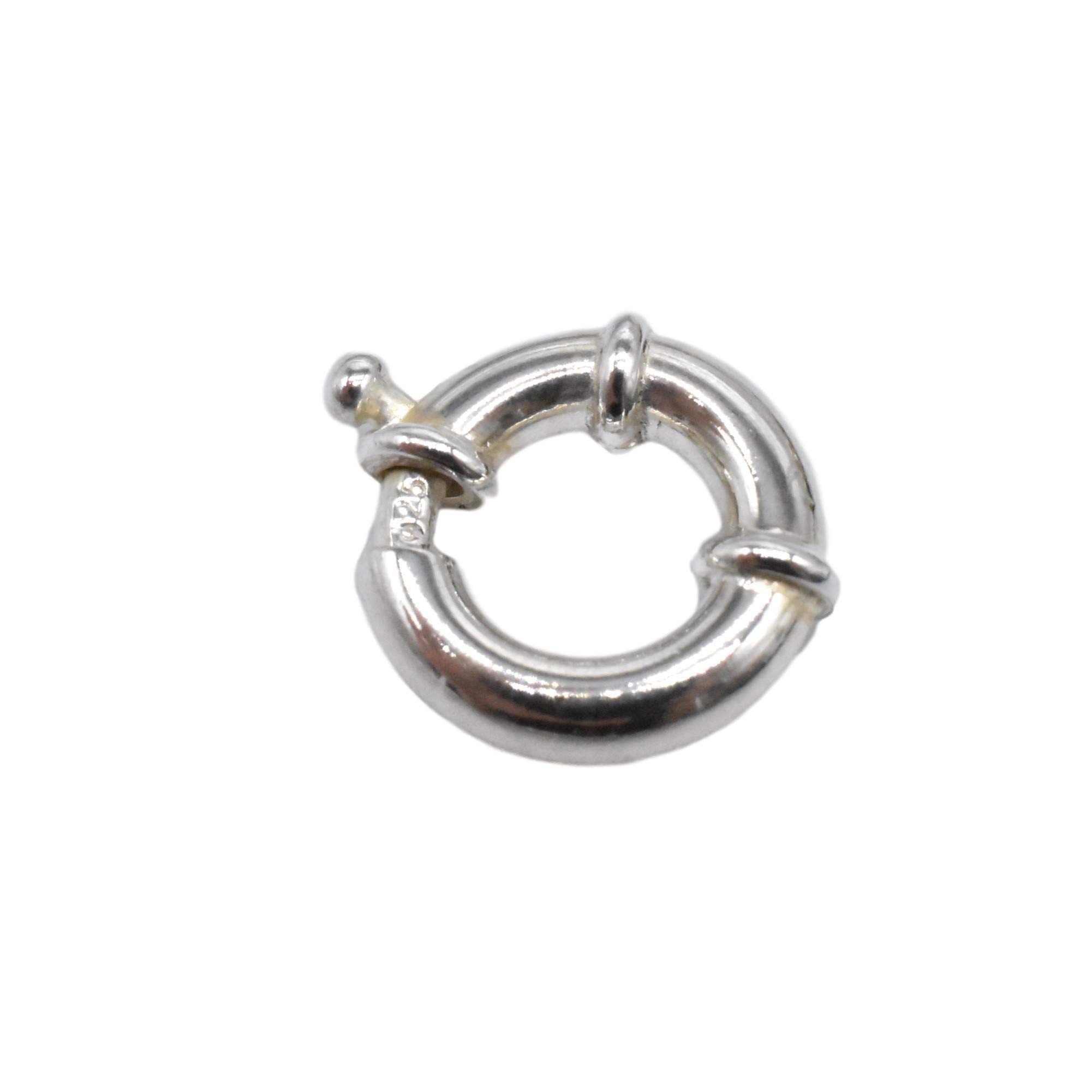 Grand fermoir à ressort en argent sterling 14 mm, fermoir classique pour bijoux, argent, 1 pièce