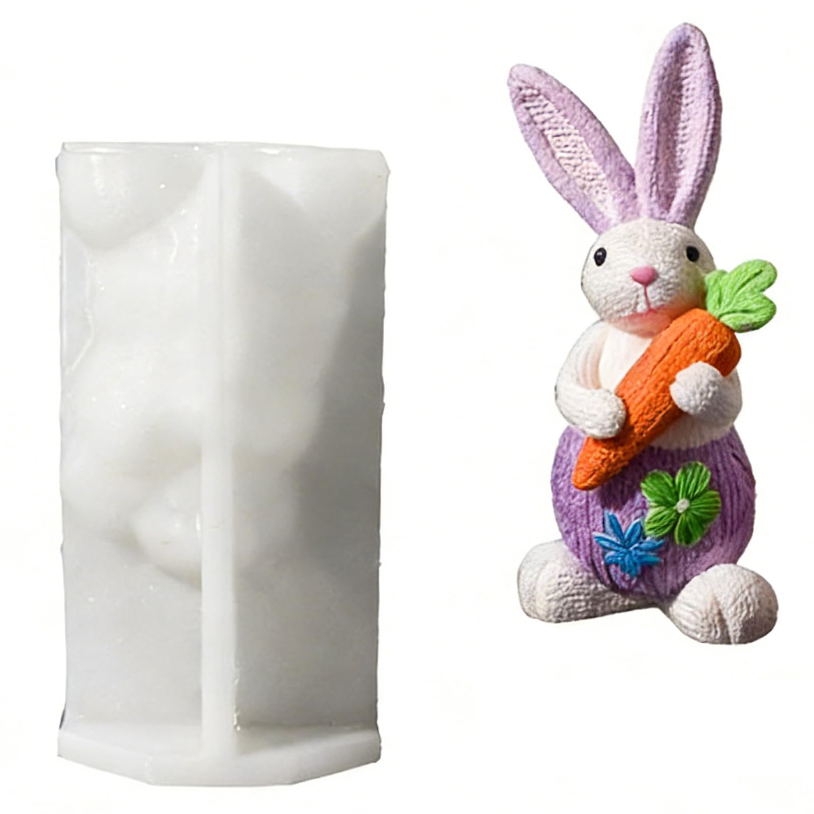 Shurhome Food Safe Silicone Rabbits Detailed Easters Decoration for Figurines and Craft Projects Food Grade Silicone