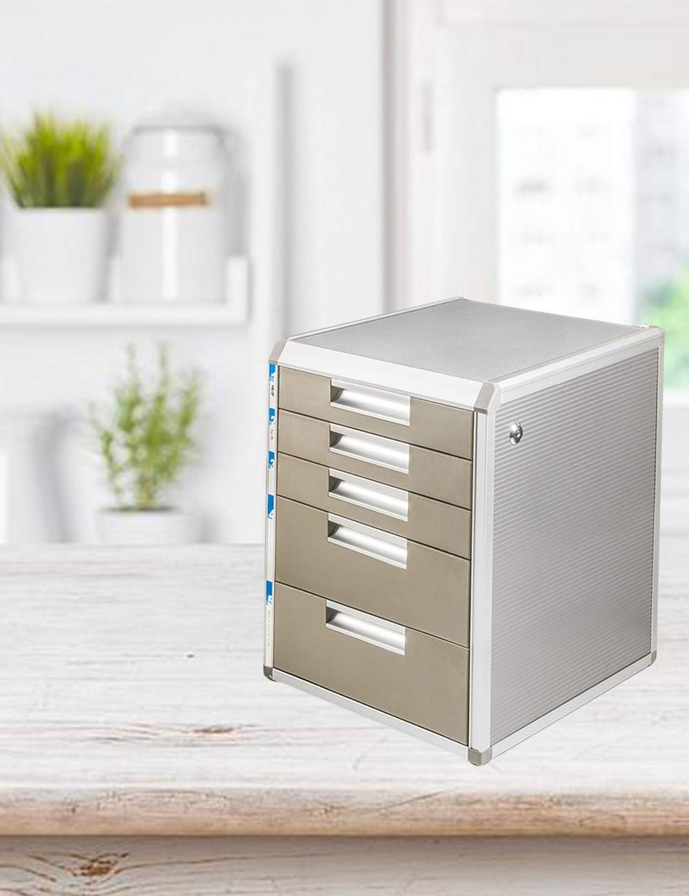 Armadio Di Archiviazione Multifunzione per Ufficio - Innovazione Al 5 ° Piano Design Accattivante Venature Del Legno, File Manager Argento Gestore File Armadietti Armadietto Desktop Manager,un