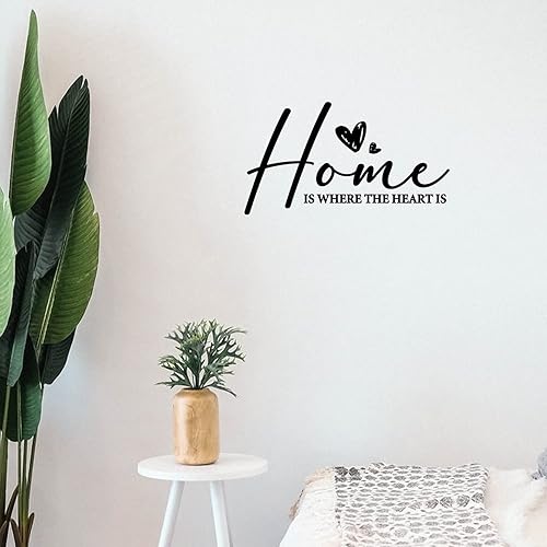 Calcomanías de pared con texto en inglés Home is Where The Heart is removibles, calcomanías de pared con frases inspiradoras, decoración artística