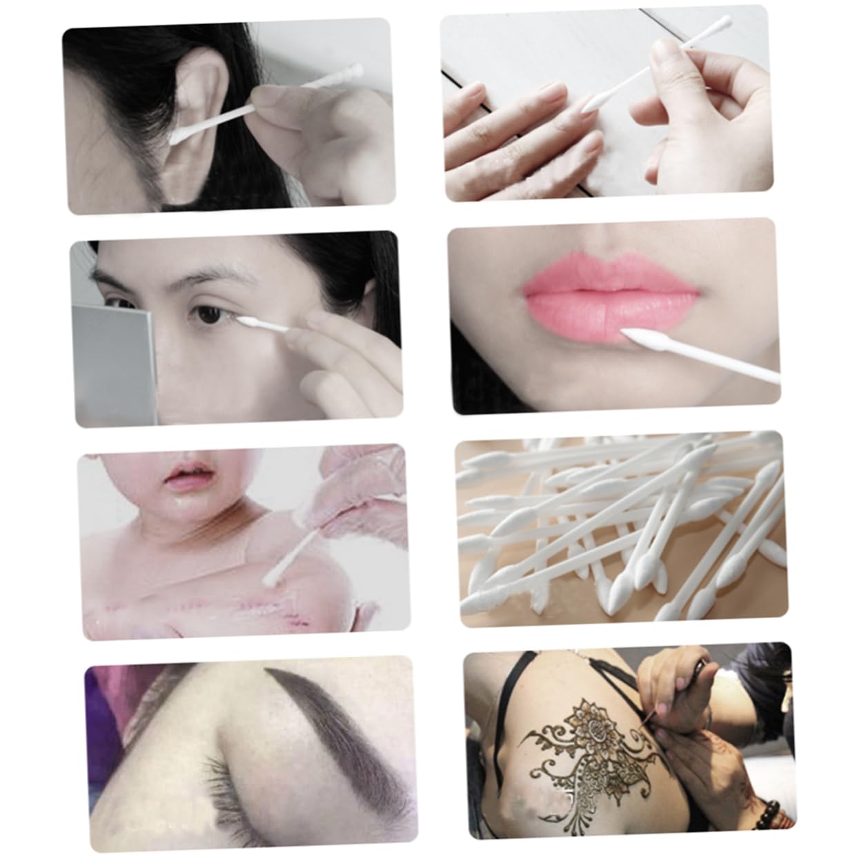 HAPINARY 200pcs Multifunctional Cotton Swabs Double Tips Long Natural Cotton for Makeup Eyes Lips Portable Plastic Case