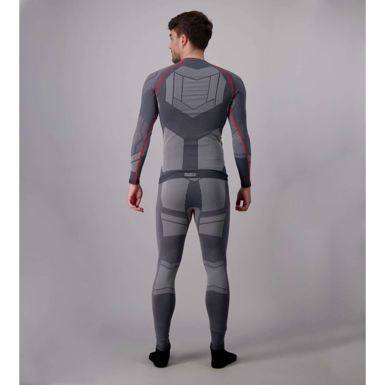 WÜRTH MODYF bequemes Thermounterwäsche Set für Herren und Damen Pro in schwarz rot - warme Ski Unterwäsche für den Winter - körpernahe Passform - in den Größen S - XXL