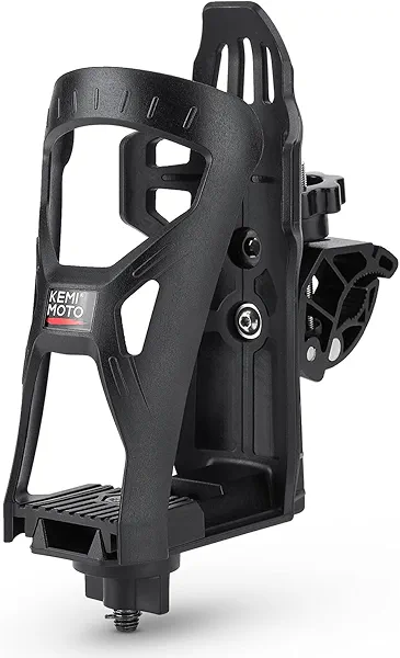 KEMIMOTO ATV Cup Holder, Upgraded Motorcycle Drink Holder Handlebar, Water Bottle Holder Mount with 0.6”-1.56” Metal Clamp for Scooter Bike Boat Stroller Wheelchair Golf Push Cart Tractor (1)
