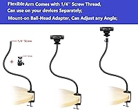 Vista 5 de 25 inch Flexible Jaw Arm Clamp Mount Holder Stand Compatible with Logitech Webcam C920s C925e C922 C930 C615 Brio StreamCam