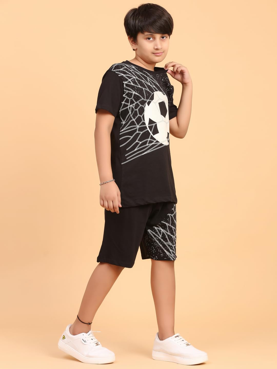 Ninos Dreams Boys Cotton T-Shirt & Shorts Coord Set (10-12 Years, Black 1) - Image 7 thumbnail