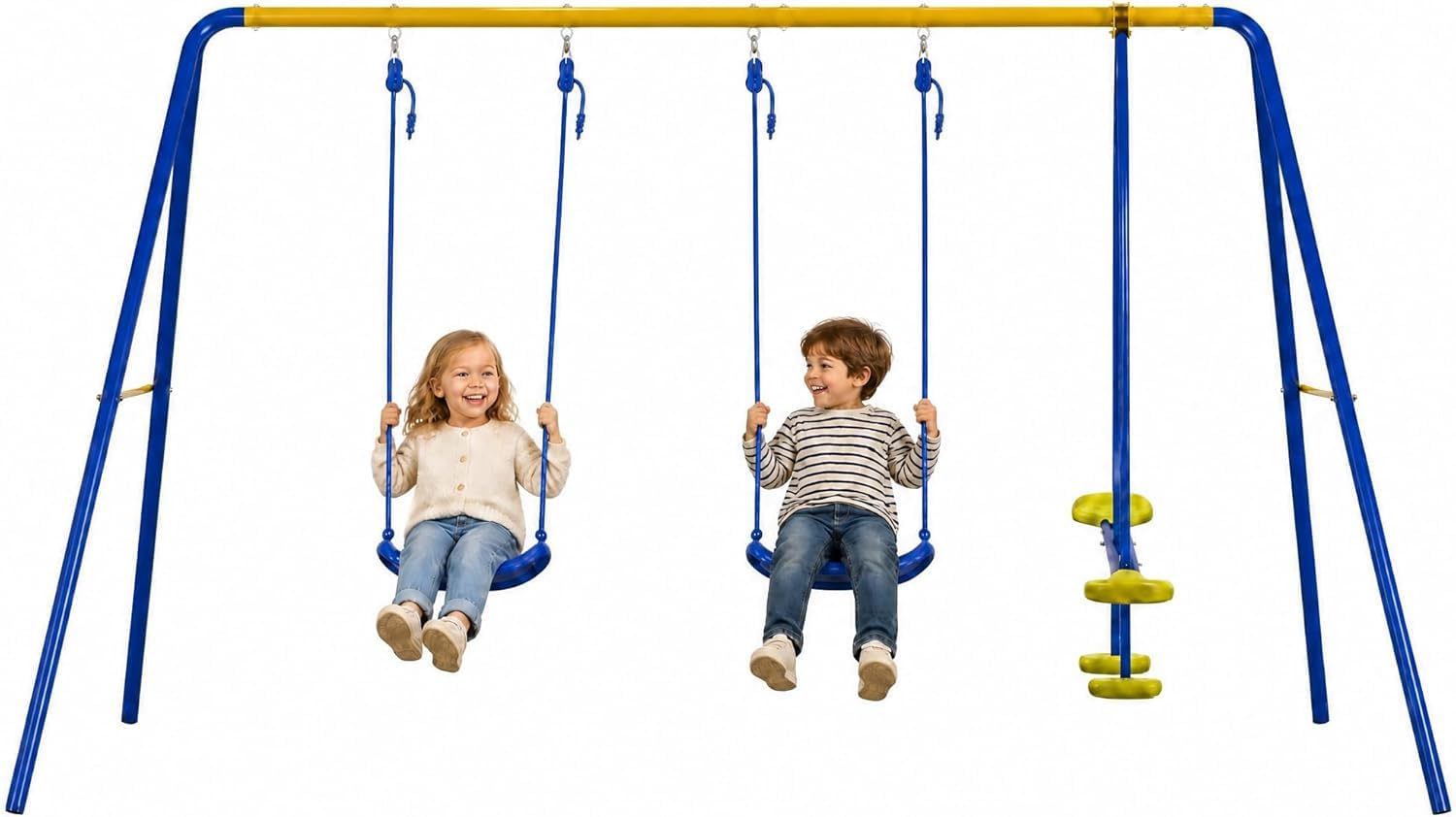 hotsizz Columpios Infantiles Exterior 306 x 180 x 140 cm Columpio Infantil Ideales para el hogar El jardín y el Parque Capacidad para 4 Personas, Estructura en A Resistente e Incluye estacas