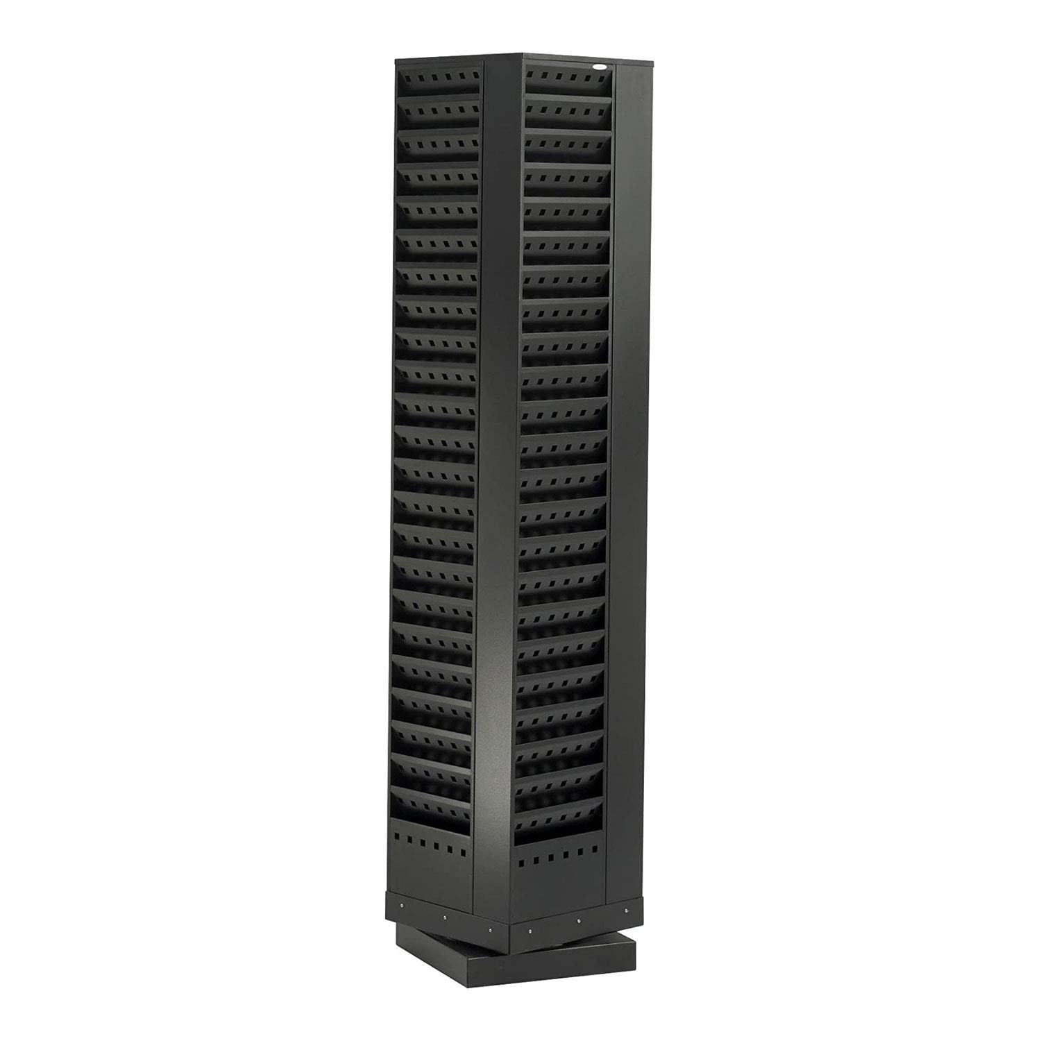 Photo 1 of Safco 4325BL Industrial Steel Rotary Magazine & File Rack - 92 Pocket, Black - 360° Rotational Steel Base, 5 lbs. Capacity Per Pocke