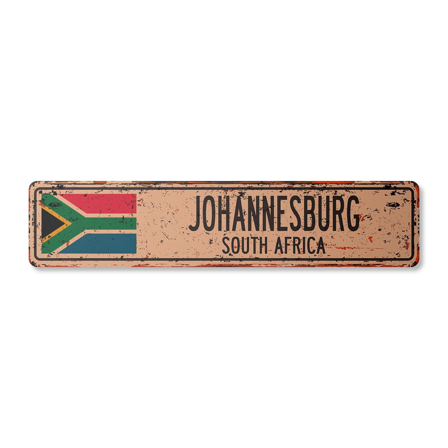 JOHANNESBURG SOUTH AFRICA Vintage Street Sign South African flag city country