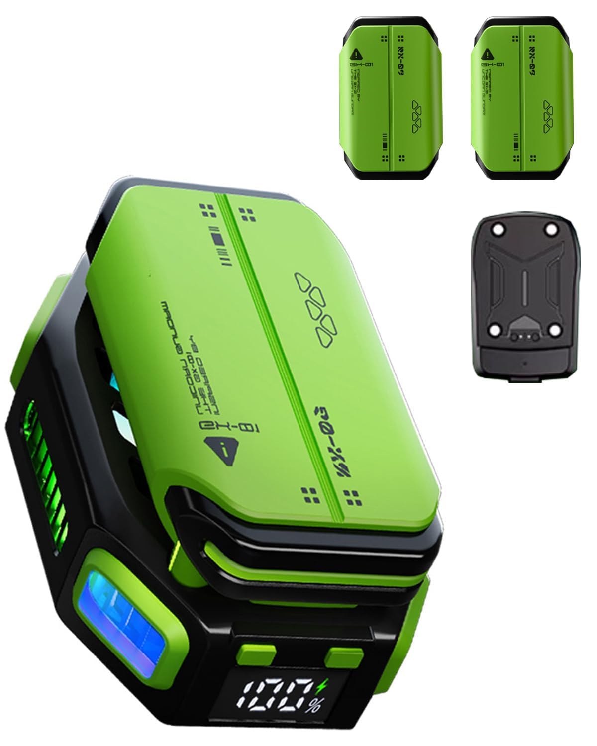 Cubonic X111 Magnetic Mobile Cooling Fan Radiator TECTechnologywith 2 Combo Battery Pack for Unlimited Gaming, RGB Light, Battery% Display (Green)-picture-10