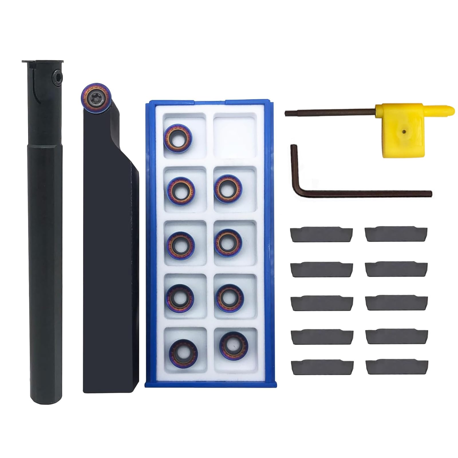 Porte-outil de tournage pour tour à tronçonner et à rainurage en métal indexable 5/8" SRAPR1616H10 et MGIVR avec plaquettes de rainurage MGMN200 et plaquettes rondes RCMT10T3MOE R5 pour acier inoxyd