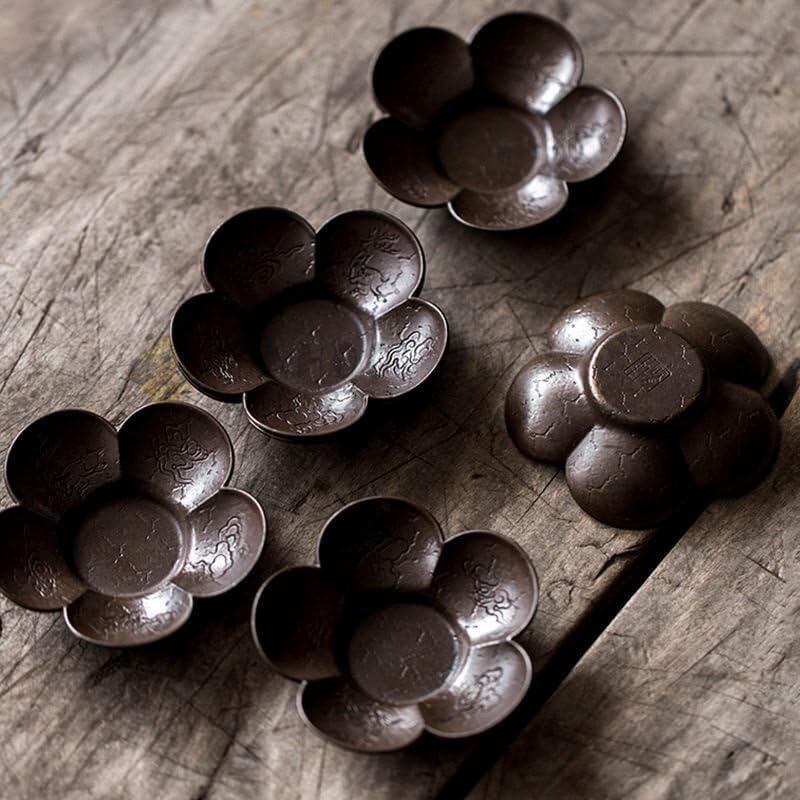 鎚起銅器高橋重弘作 鎚起銅器 茶托5枚セット 桐箱付き 鎚起銅器高橋