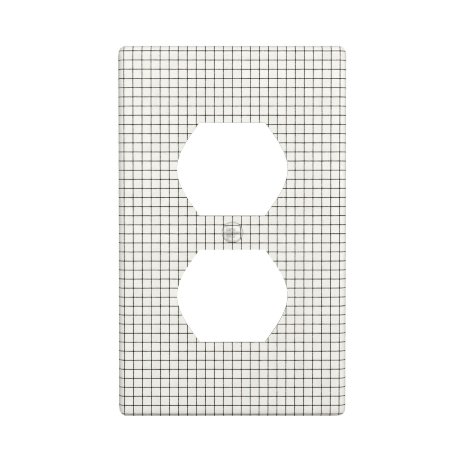 Black White Plaid Decorative Switch Plate Cover-Unbreakable Polycarbonate Wall Plate for Home Office, 1 Gang with Screws