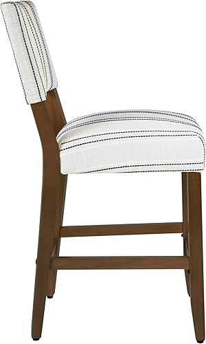 Miniatura 10 de HomePop Taburete de mostrador con respaldo abierto de 24 pulgadas, decoración del hogar, sillas de tela para comedor, cocina y sala de estar, rayas
