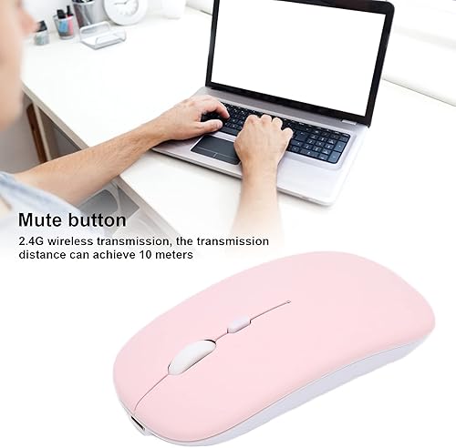 Miniatura 7 de Zunate Ratón inalámbrico inteligente portátil de 2.4G, batería recargable incorporada, con receptor BT y cable de carga, para oficina, laptop,