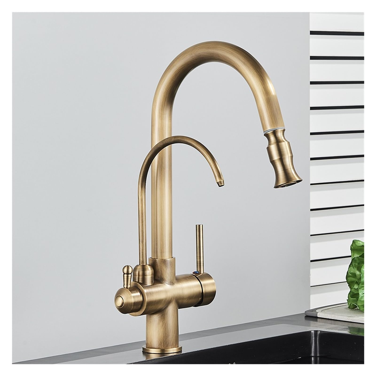 Grifos mezcladores para Fregadero Grifo de Cocina extraíble Negro Moderno con Dos Modos pulverización purificación Agua fácil instalación Elegante Acabado Gris la decoración del ho