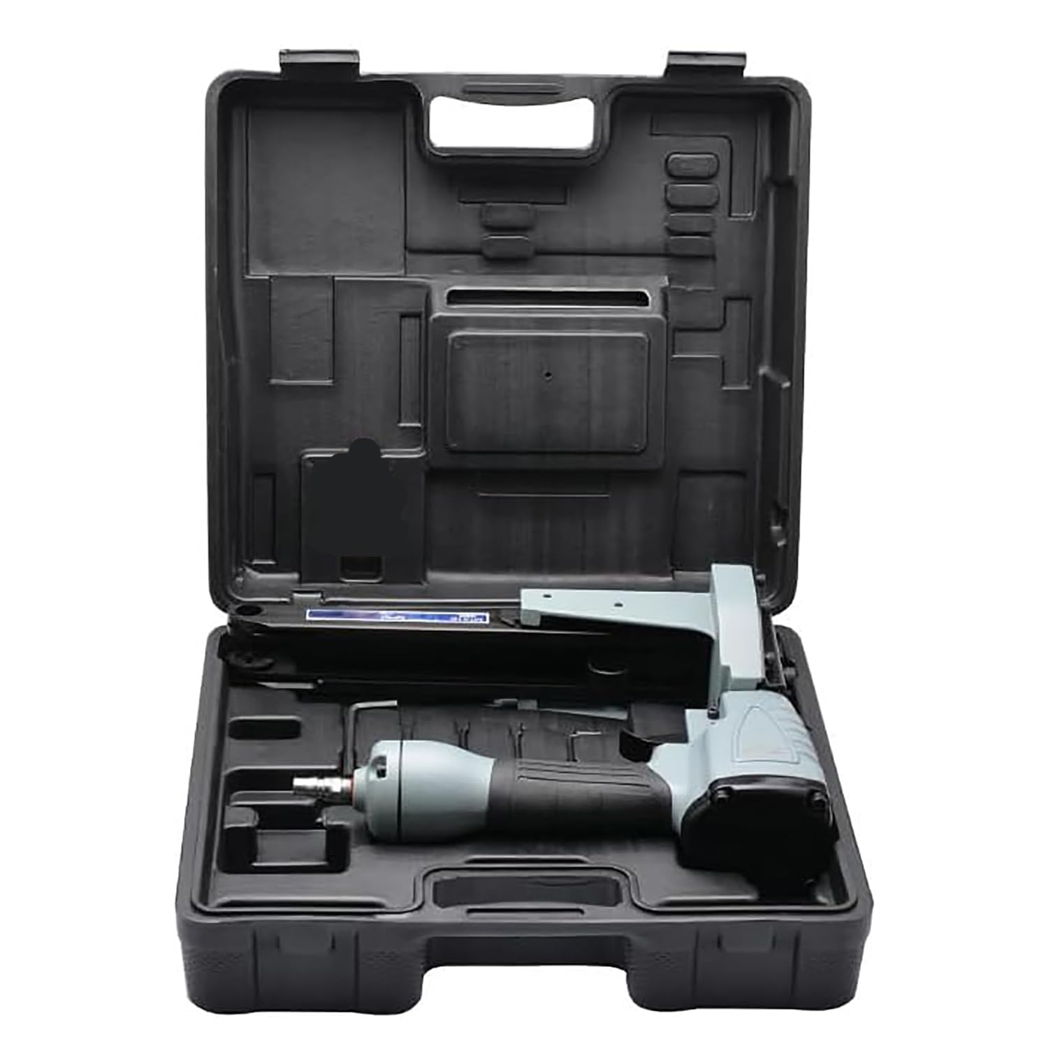 Grapadora neumática de cartón, herramienta manual de cierre de caja, 100 grapas, ancho de clavado de 35 mm, rango de clavado de 15-18 mm para sellar eficientemente cajas de cartón