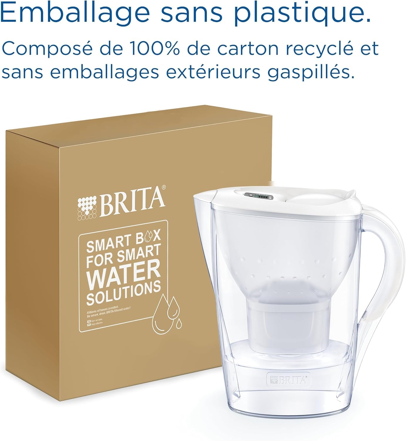 Brita Marella Dzbanek z Filtrem, Biały, 2400 ml | Biały (2,4 l) dzbanek na drzwi z cyfrowym wyświetlaczem i klapką, redukuje PFAS, chlor, wapno i zanieczyszczenia