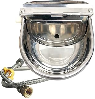 Automatic Waterer Cattle Water Bowls with Tube Float Valve 3 in 1 Stainless Steel Drinker for Sheep Goat Horse Dog Water Bowl Trough