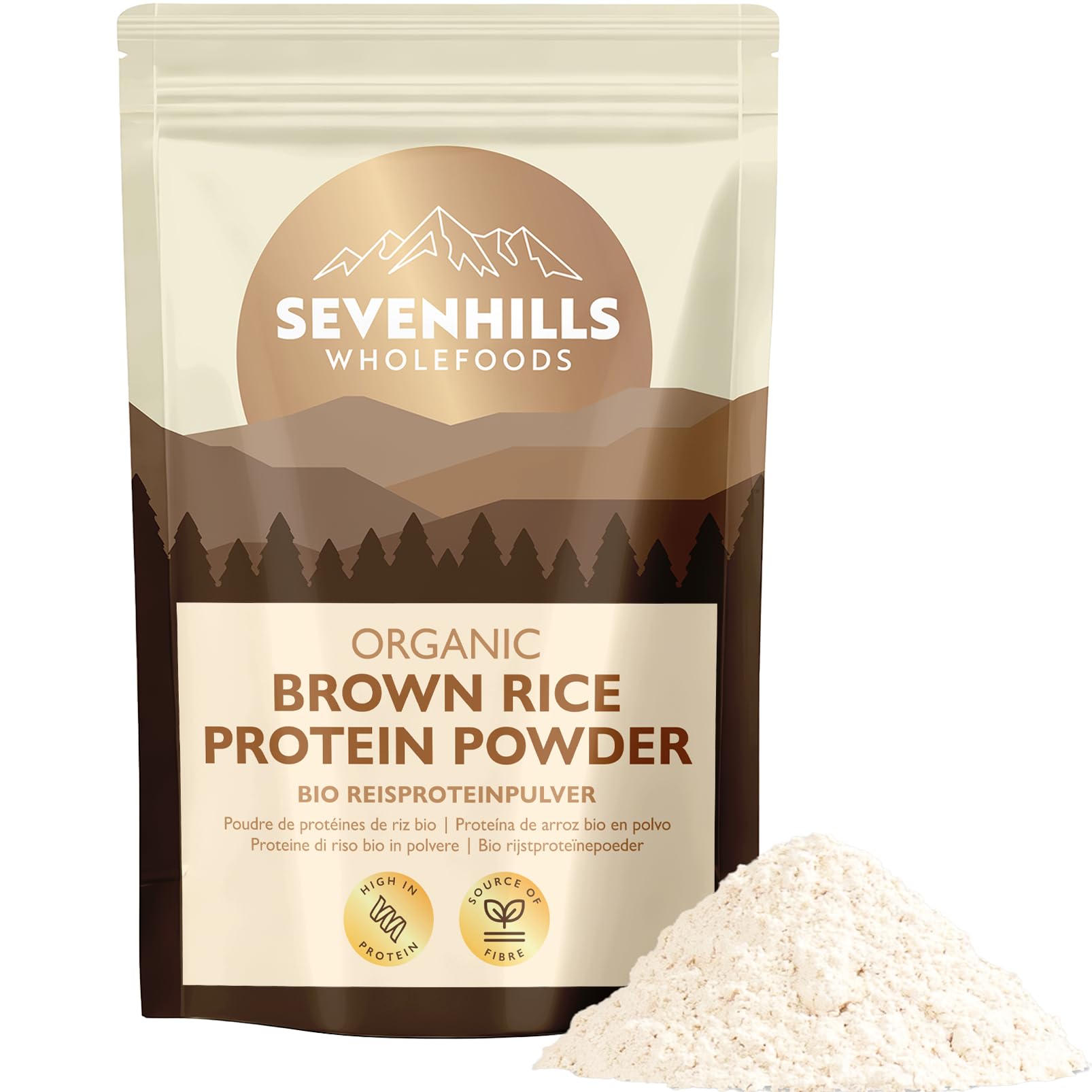 Sevenhills Wholefoods Bio Reisprotein Pulver 1kg - aus braunem Reis – 84% Proteingehalt, vegan, ungesüßt, milchfrei, glutenfrei, ohne Zusatz- oder Konservierungsstoffe, gentechnikfrei