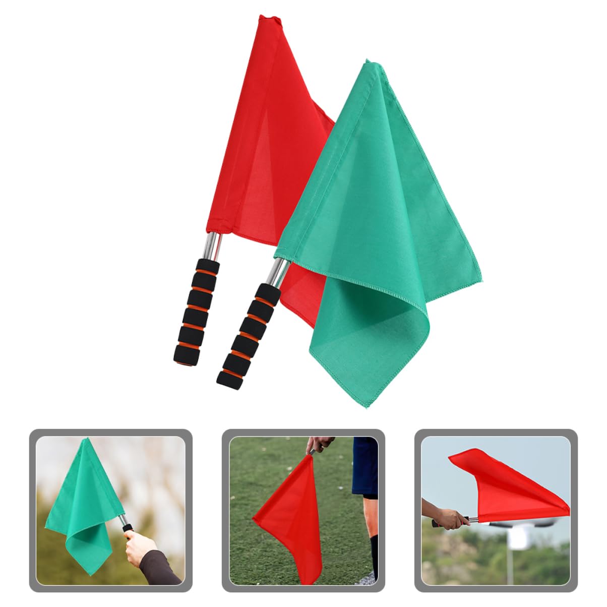 BRIGHTFUFU 4pcs Referee Signal Flags Set Cloth Handheld Traffic Warning Flags for Racing Volleyball Soccer Training Easy to Grip for Event Safety