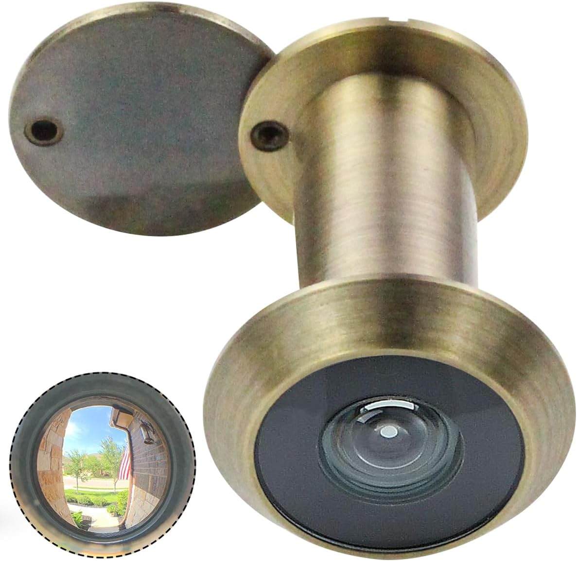Earl Diamond - Peep Holes for Door, Solid Brass 200-Degree Door Viewer Peephole with Heavy Duty Rotating Privacy Cover for 1-3/8" to 2-1/6" Doors for Home Office Hotel, Antique Bronze