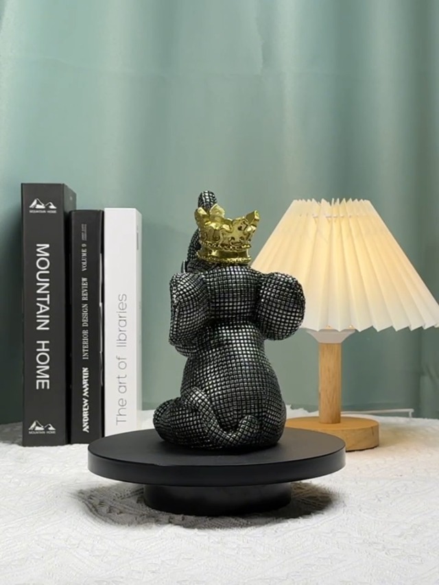 Estatua de Elefante Negro y Dorado para Hogar miniatura 7