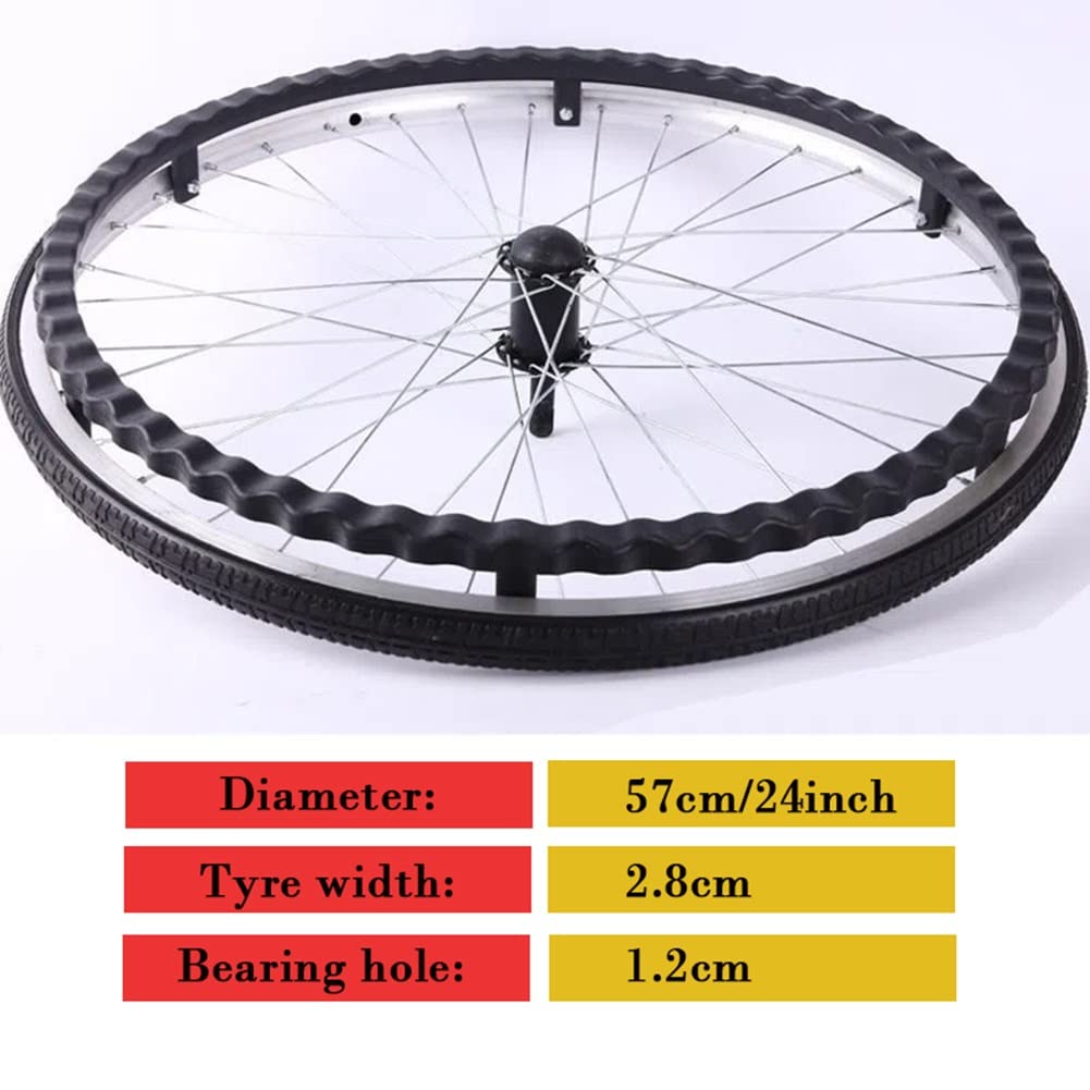 Akcesoria 61.0 cm tylne koło, antypoślizgowe solidne koło ze stopu aluminium, dla osób starszych, niepełnosprawnych instrukcja/czarny/24 cale