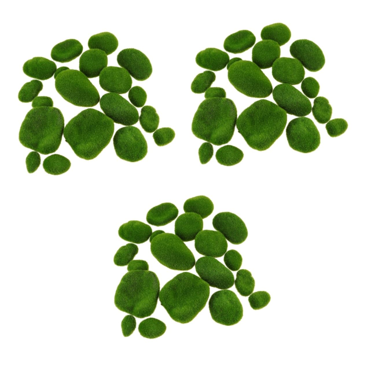 NUOBESTY 3 Juegos Bola De Musgo Verde Bandejas Decorativas Miniatura De Musgo De Piedra Acuario De Rocas De Piedra De Cubierta De Imitación Green 19 Uds * 3