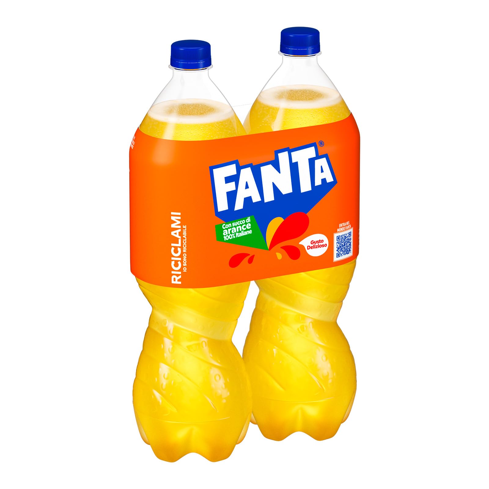Fanta Original Gusto Arancia, con Succo di Arance Italiane, Senza Aggiunta di Conservanti, PET 100% riciclabile, Gusto Rinfrescante - 2 Bottiglie da 1,5L