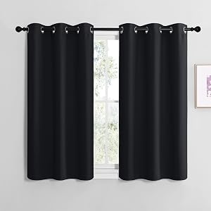 NICETOWN Black Blackout Curtains for Bedroom 29" Wide x 20" Long 2 Panels