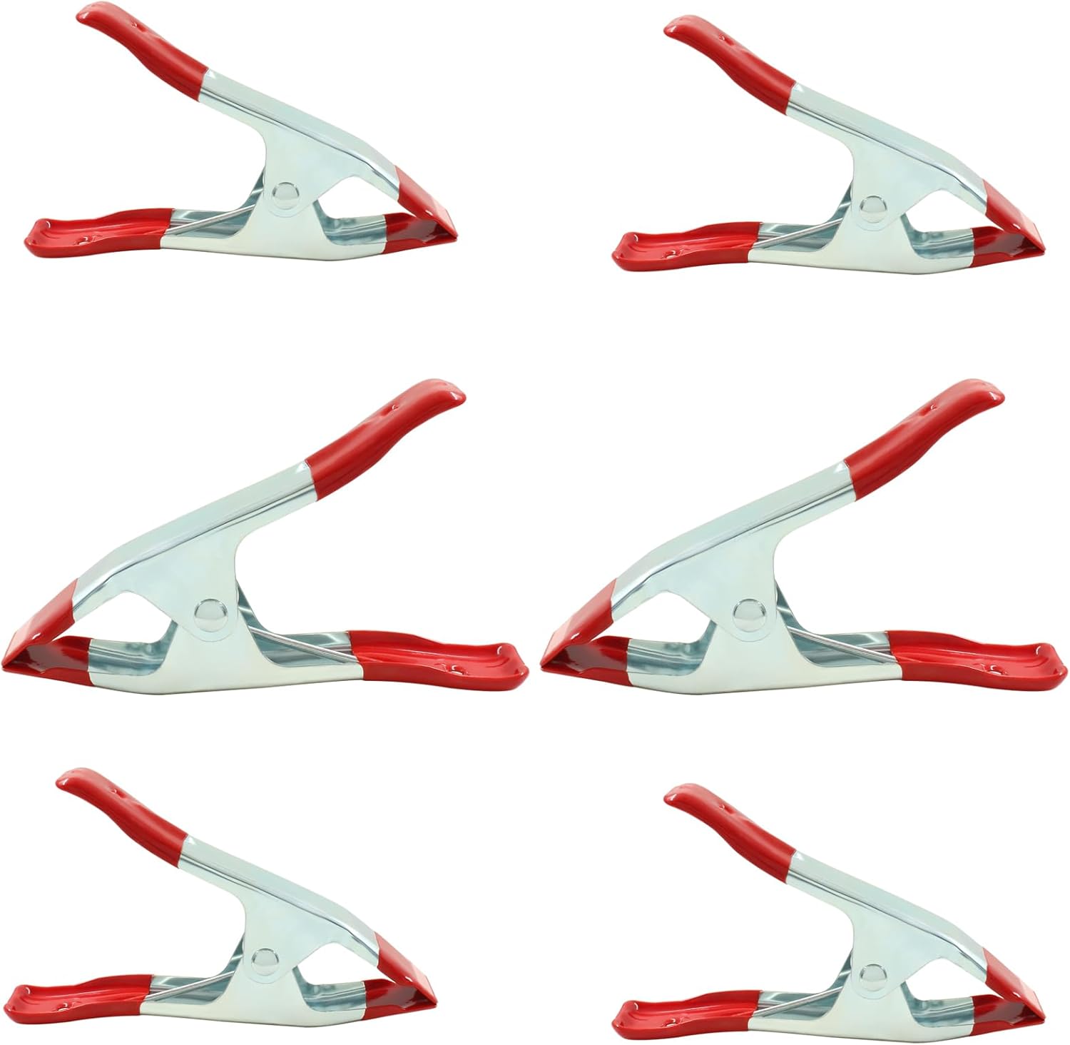 6 Pcs Metal Spring Clamps 4" inch, Heavy Duty Spring Metal Clips Clamps, Tent Clips with Rubber Tips for Woodworking Camping Photography Projects Home Improvement
