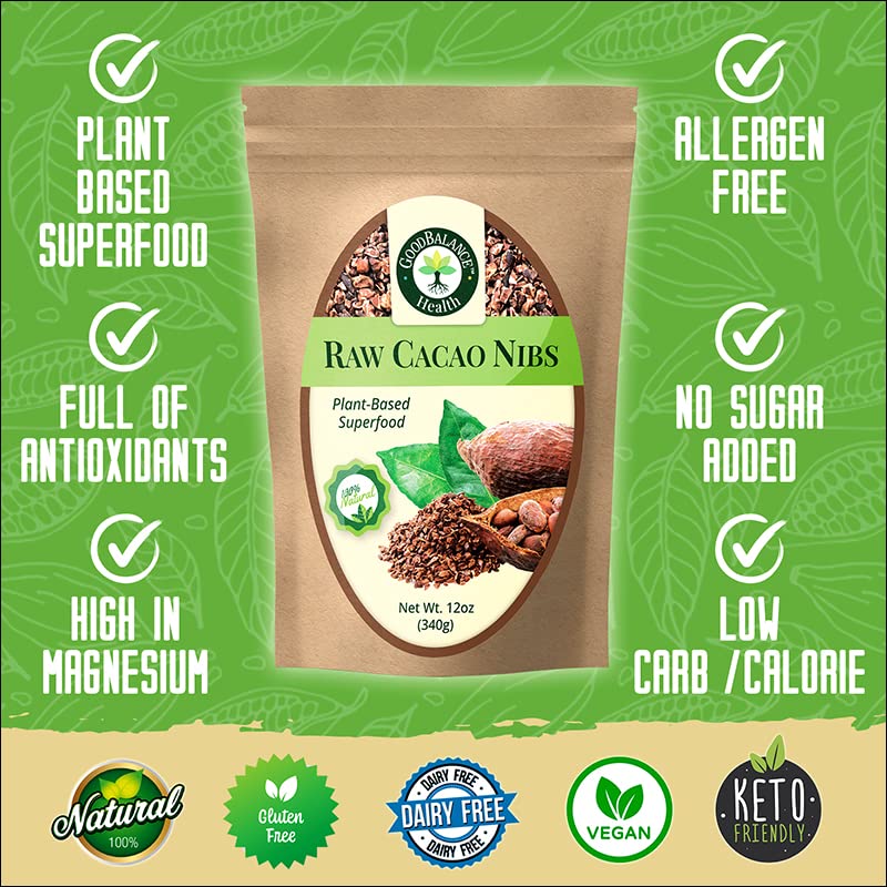 Miniatura 5 de Good Balance Health Raw Cacao Nibs, alternativa a las chispas de chocolate, perfectas para hornear, batidos, a base de plantas, orgánicas, sin