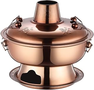 Stainless Steel Hot Pot, Imitation Copper Hot Pot, Old Beijing Hot Pot, Chinese Hot Pot, Suitable for Party Restaurant Kitchen,28cm