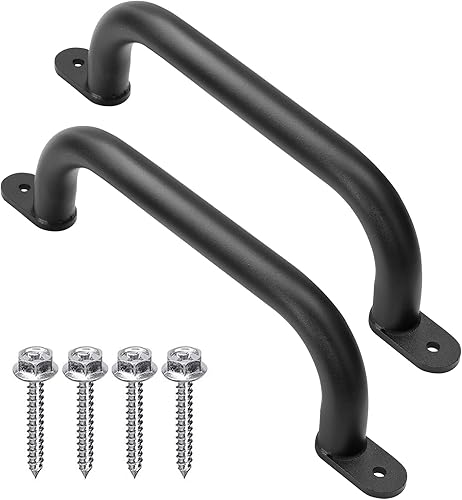 Paquete de 2 asas de seguridad negras de 13 pulgadas para parque infantil al aire libre, mango de juego de metal, barras de agarre para columpios,