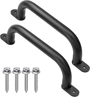 13'' Black Safety Handles for Playground Outdoor Pack of 2 - Metal Playset Handle, Swing Set Grab Bars, Playhouse Treehouse Handle, Kids Safety Rail for Jungle Gym, Home Gym, Rock Wall