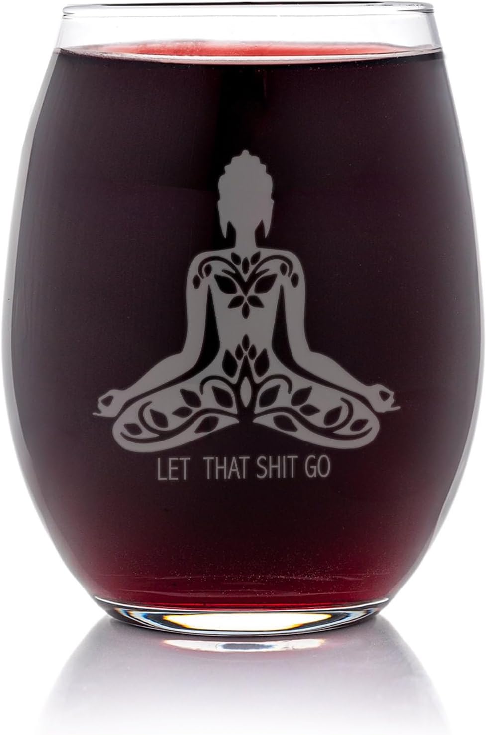 Buddha Zen Lotus Stemless Wine Glass - Buddha Gift, Lotus Flower, Yoga Gift - 2 Glasses