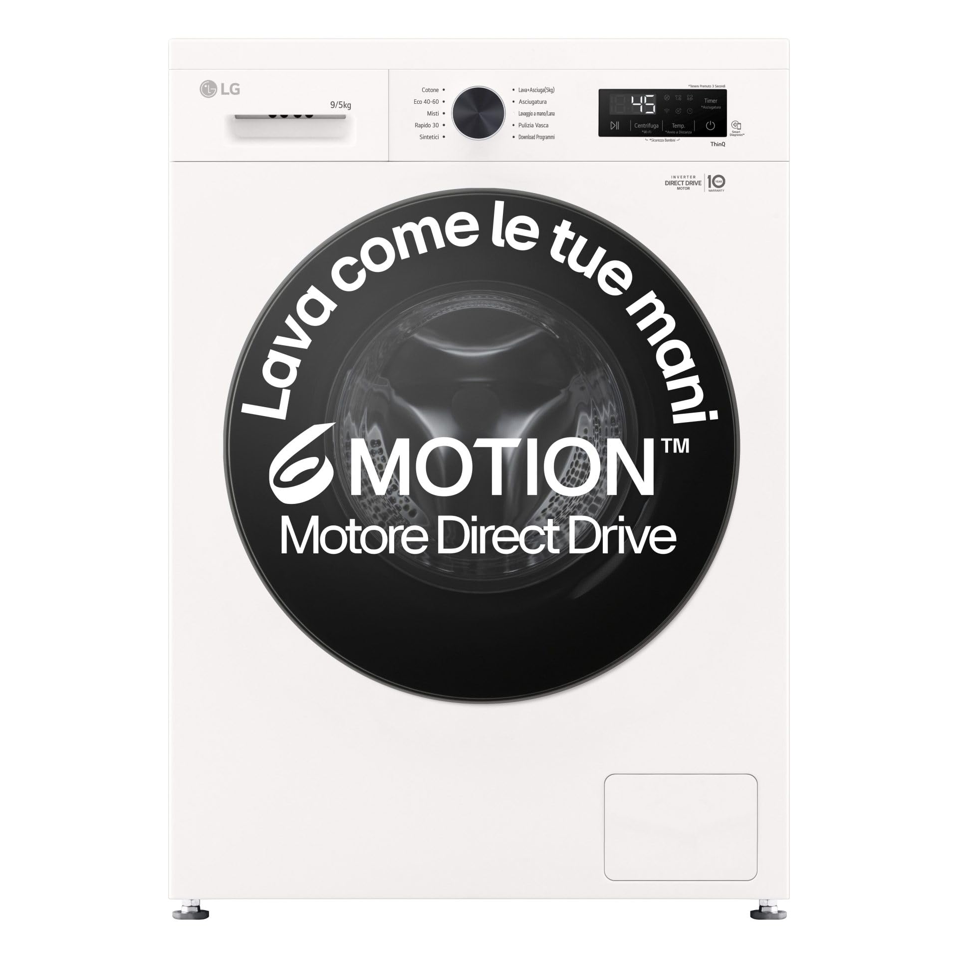 LG W4NX1095NWB - Lavadora de 9/5 kg Serie X1, clase A/E, lavadora secadora, 1400 rpm, Wi-Fi, tecnologÃa 6 motion Direct Drive, Top extraÃble, vapor Allergy Care, libre instalación, color blanco