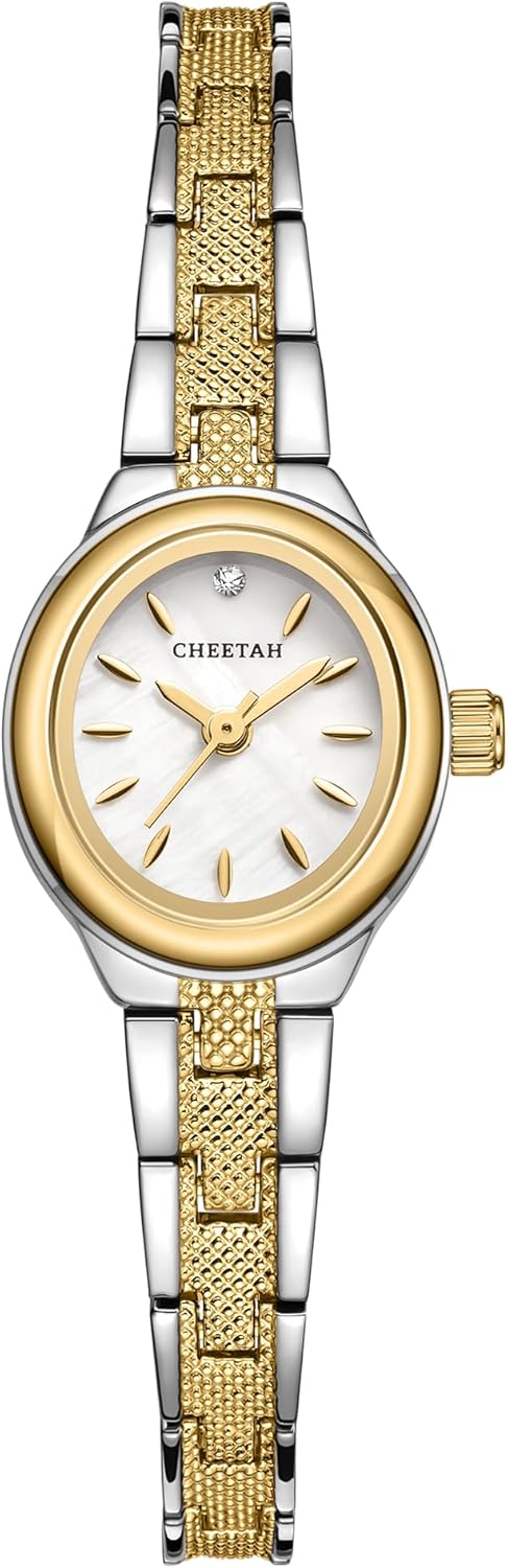 CHEETAH Women's Gold Dainty Watch with Classic Retro Bracelet, Oval Case and Minimalist Dial,Gift for Her