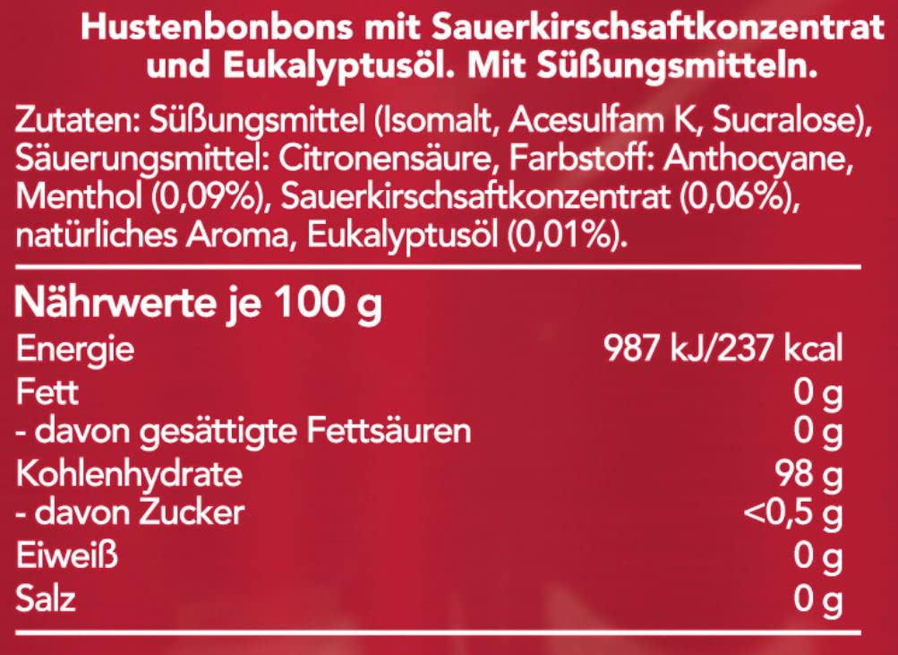 WICK Hustenbonbons Kirsche und Eukalyptus ohne Zucker Vorratspack – Wohltuendes Hustenbonbon – 20er Pack (20 x 46 g)