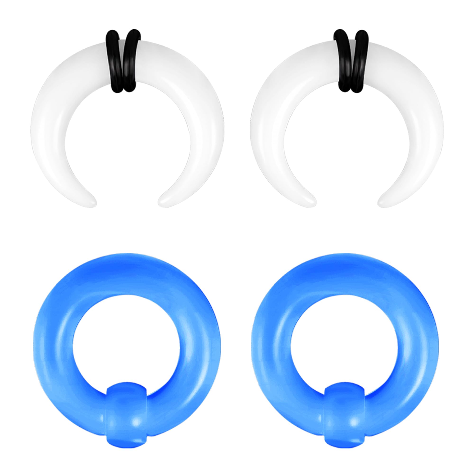 ZS 2 Pairs Acrylic Septum Taper Pincher Ring, 12G 10G 8G 6G 4G 2G 0G Buffalo Horseshoe Captive Bead Nose Ring Stretcher Expander for Stretching Pierced Nose Ear