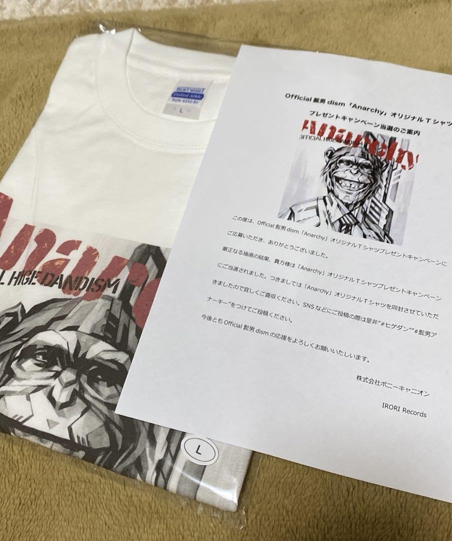 Official髭男dism Anarchy Tシャツ Lサイズ 激レア！ Official髭男dism Anarchy Tシャツ Lサイズ 激レア！ UNOFFICIAL