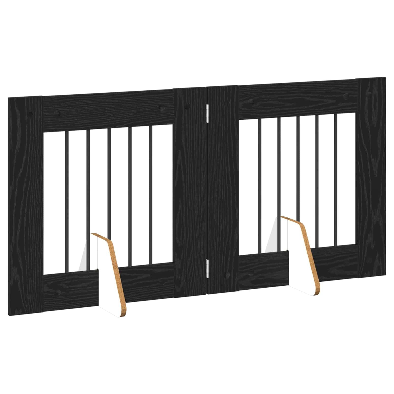 Puerta para perros con soporte de madera de roble negro, 60 x 60 cm, 2 unidades, plegable y ahorra espacio, para uso en interiores como barrera y protección en el salón