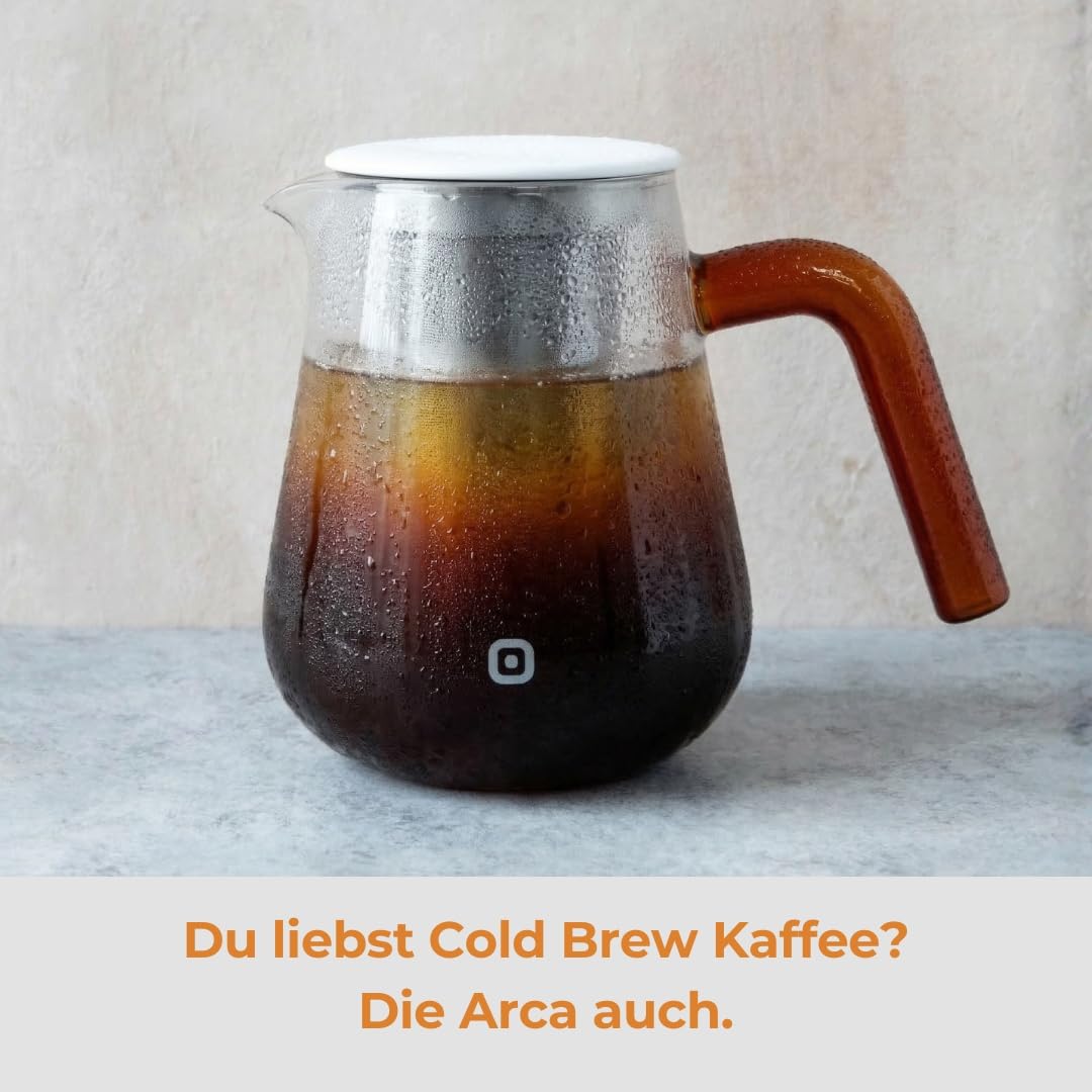 ARCA X-Tract Brew - Filtro permanente per caffè da 0,6 l con manico verde - Macchina da caffè per 2-3 tazze - Brocca caffè in vetro con filtro in acciaio inox