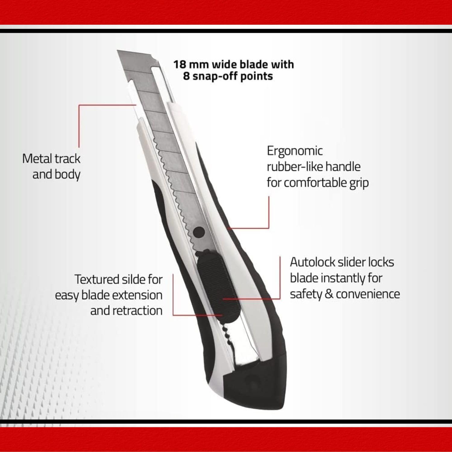 American Line 8-Point 18mm Retractable Snap-Off Knife with Auto
